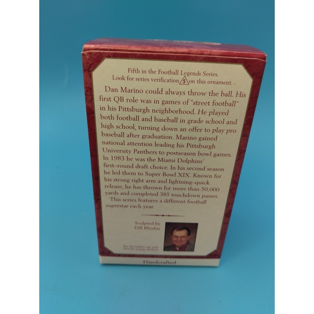 Dan Marino Hallmark Keepsake Ornament 1999 Football Legends Collector Series #5 - Picture 3 of 3